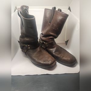 Frye Men's Brown Leather Mid-Calf Square Toe Pull On Biker Boots - Size 11 M (1)